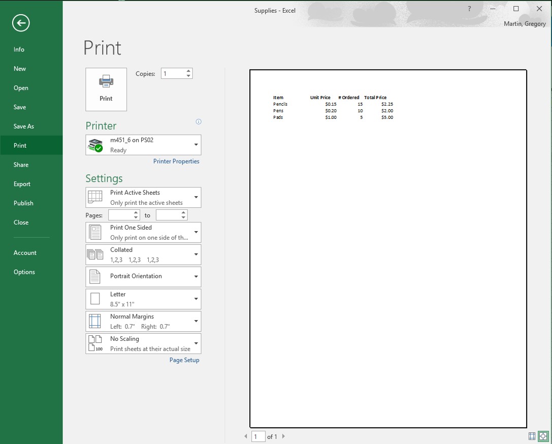excel for mac 16.12 change print